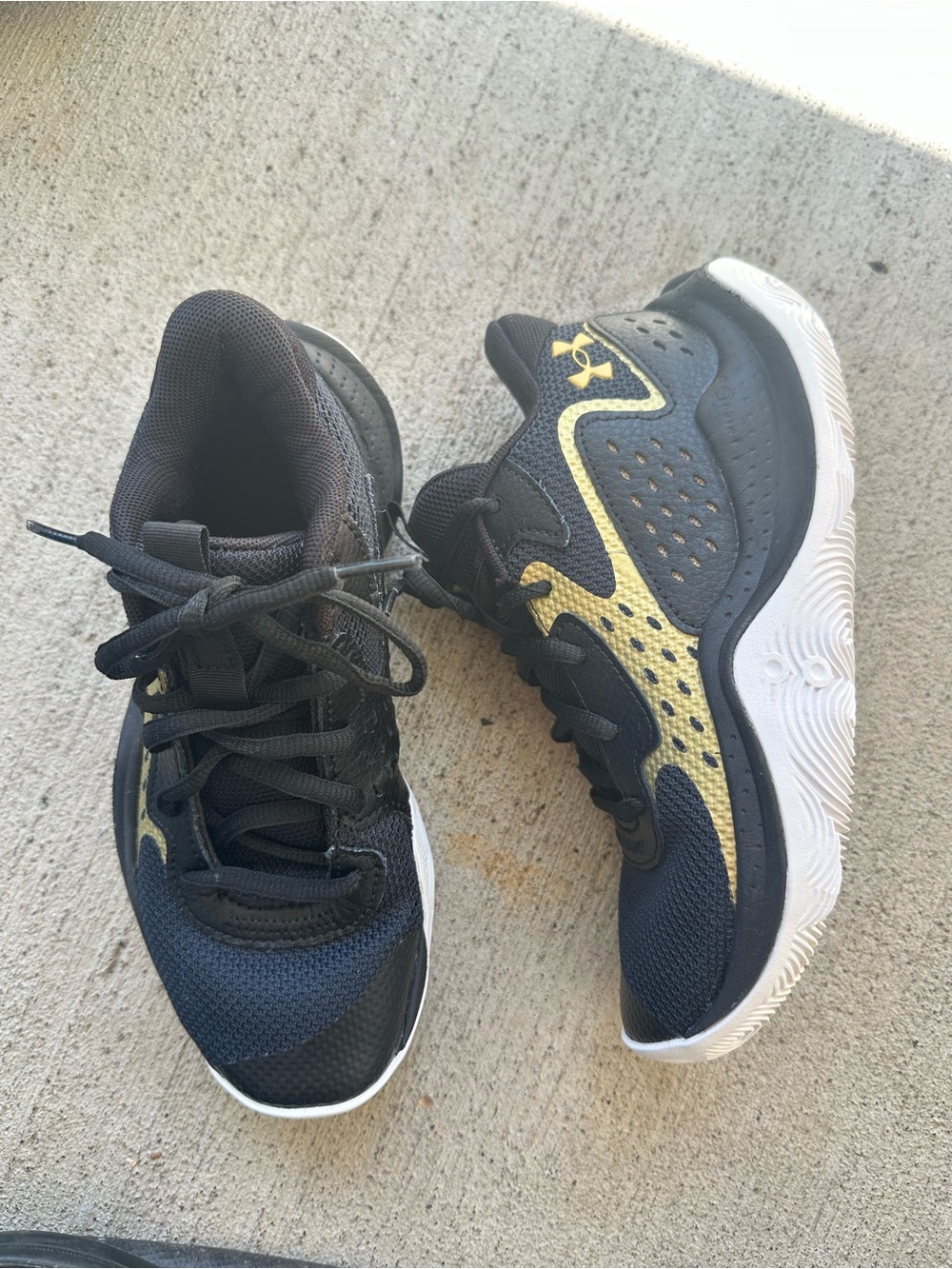 Under Armour Kids' Black and Gold Athletic Sneakers